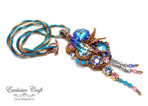 handmade artisan jewelry beaded pendant multicolor