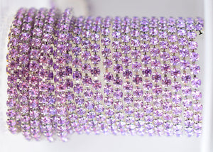 violet rhinestone cup chain 2 mm 