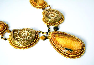 unique handmade beaded gold necklace